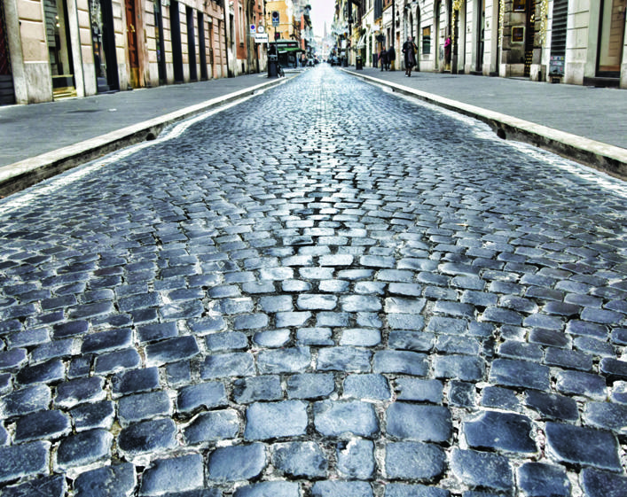 A cobblestone street in Italy